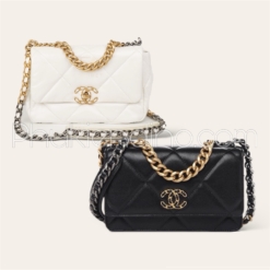 Túi Nữ Chanel CC Black Lambskin 19 Trắng Đen Size 20